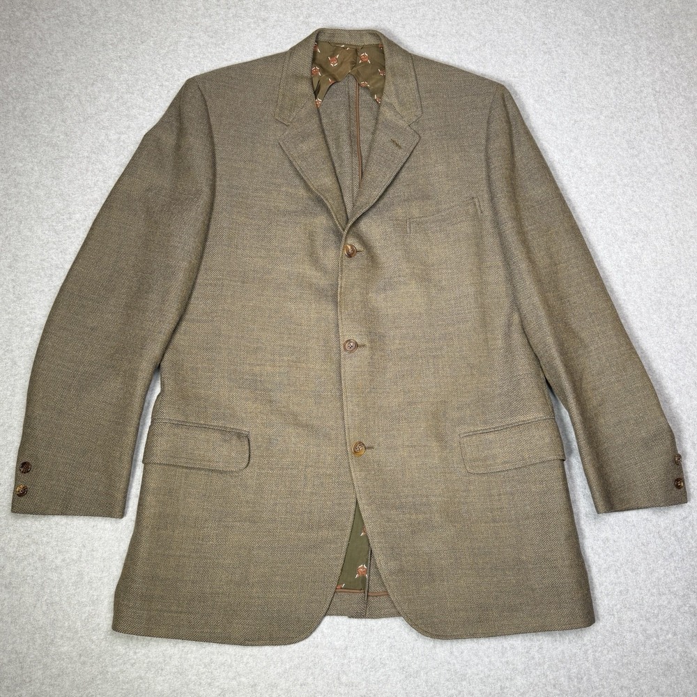 Rare Vintage 60s Chipp Tweed Jacket Sport Coat 3 Button Half Lined Fox Mens 43 L